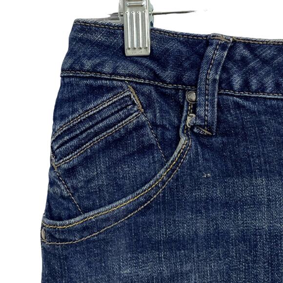 Sandia Jeans Mini Skirt Juniors 7 Blue Denim Stretch Embroidered Back Pockets - Picture 4 of 14